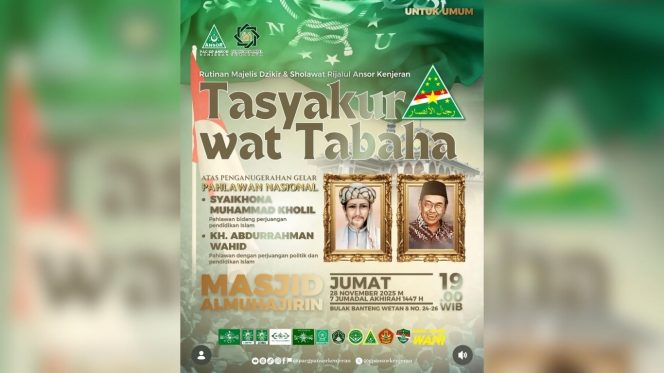 
					PAC GP Ansor Kenjeran Akan Gelar Tasyakur Wat Tabaha Atas Penganugerahan Gelar Pahlawan Nasional