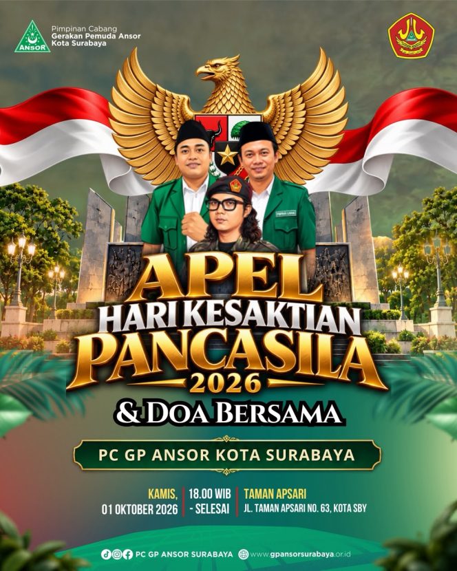 
					Peringati Hari Kesaktian Pancasila, Ansor Surabaya Ajak Kader Apel di Taman Apsari